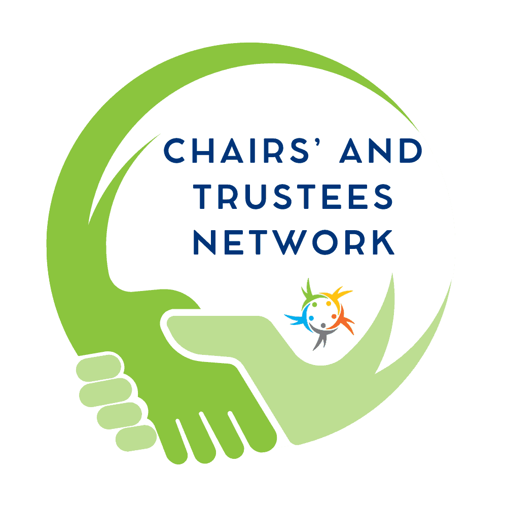 Chairs' and Trustees Network logo - two green hands shaking hands in a circle shape. Inside reads Chairs and Trustees Network.